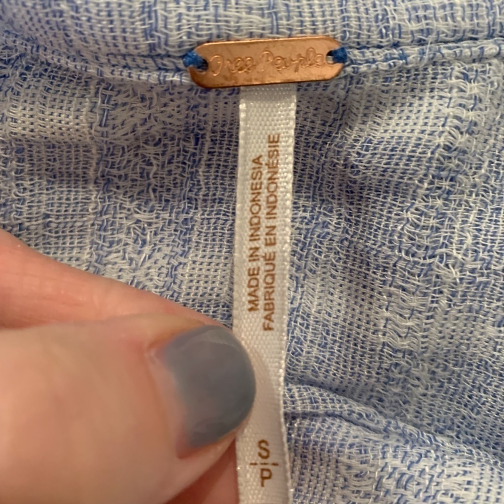 Free People Headed to the Highlands Shirt Blue Small - Picture 4 of 7